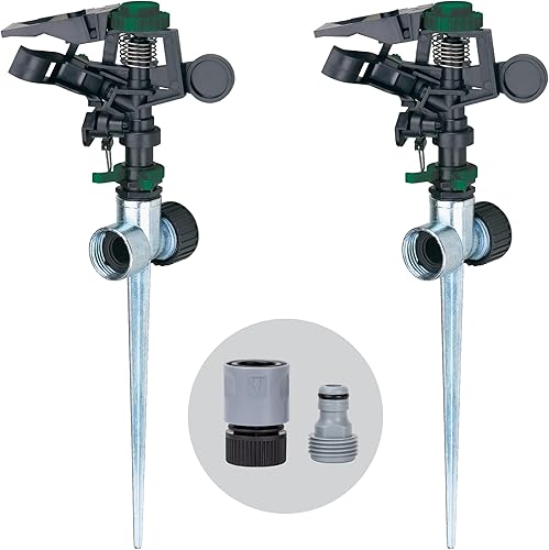 Miniatura 8 de Melnor 65152AMZ - Aspersor pulsante de plástico sobre pico de metal, paquete Amazon de conexión rápida, negro, verde