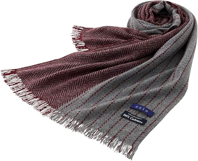 新作からsaleアイテム等お得な商品満載 大判 ストライプ ヘリンボーン グレー ワインレッド カシミヤ100 ストール マフラー ギフト Ozie オジエ プレゼント マフラー Www Panelfox Nl