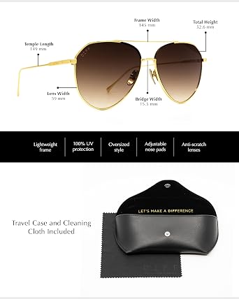 DIFF Dash Designer Aviator Sunglasses for Women UV400 Protection