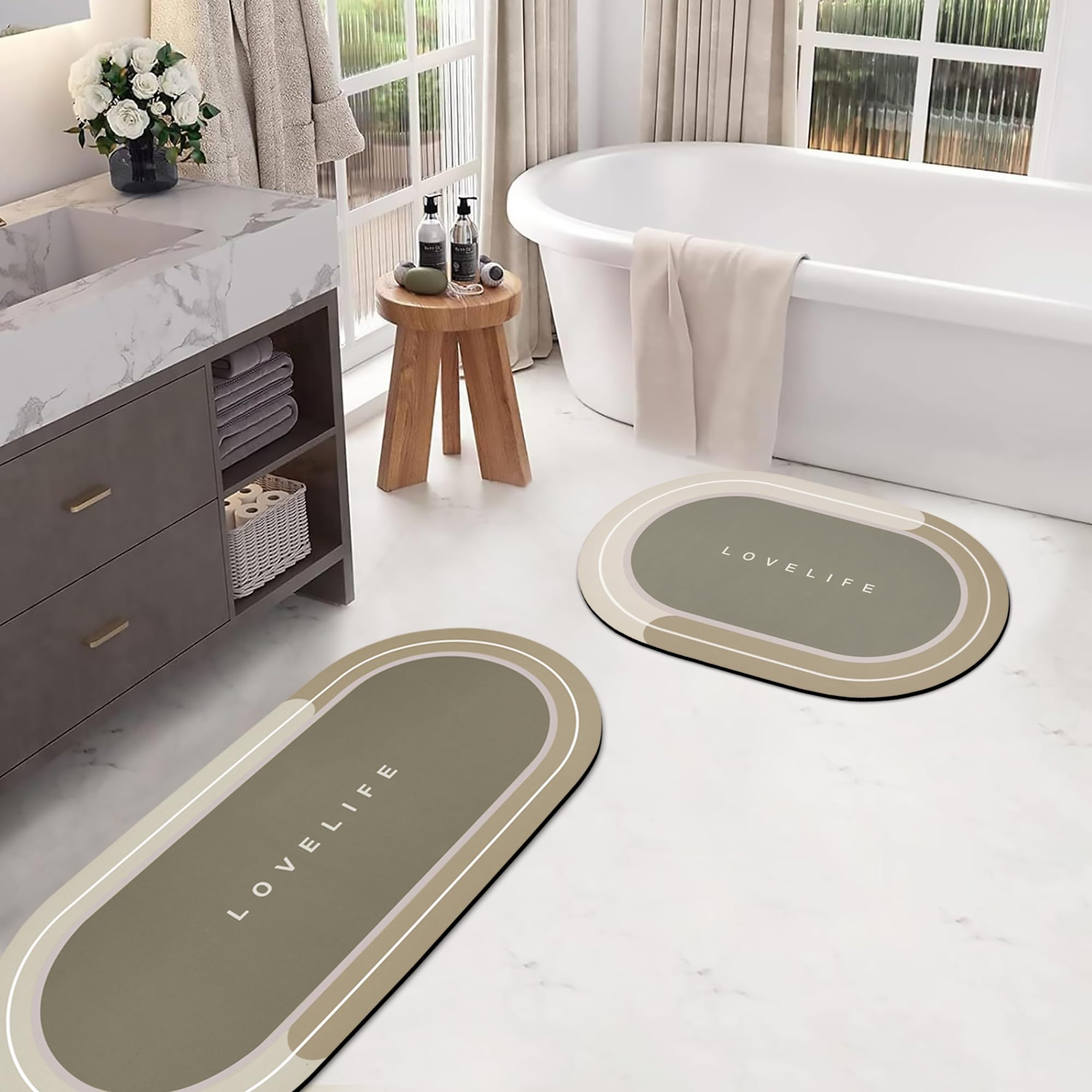 Rubber Bath mats Quick-Drying Non-Slip Bathroom mat Super Absorbent Bath mat Instant Dry Bath mat, Bathroom Rug in Front of The Kitchen Sink, Shower