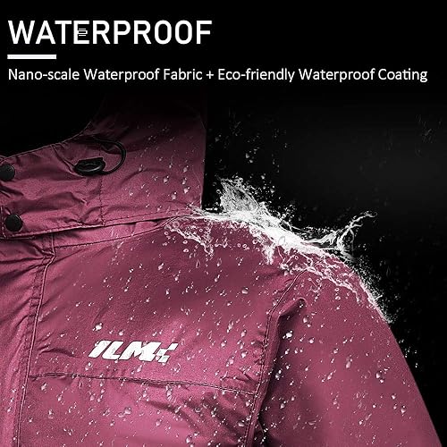 Miniatura 8 de ILM traje de lluvia para motocicleta, impermeable, 6 bolsillos, 2 piezas, chaqueta y pantalones, para hombre