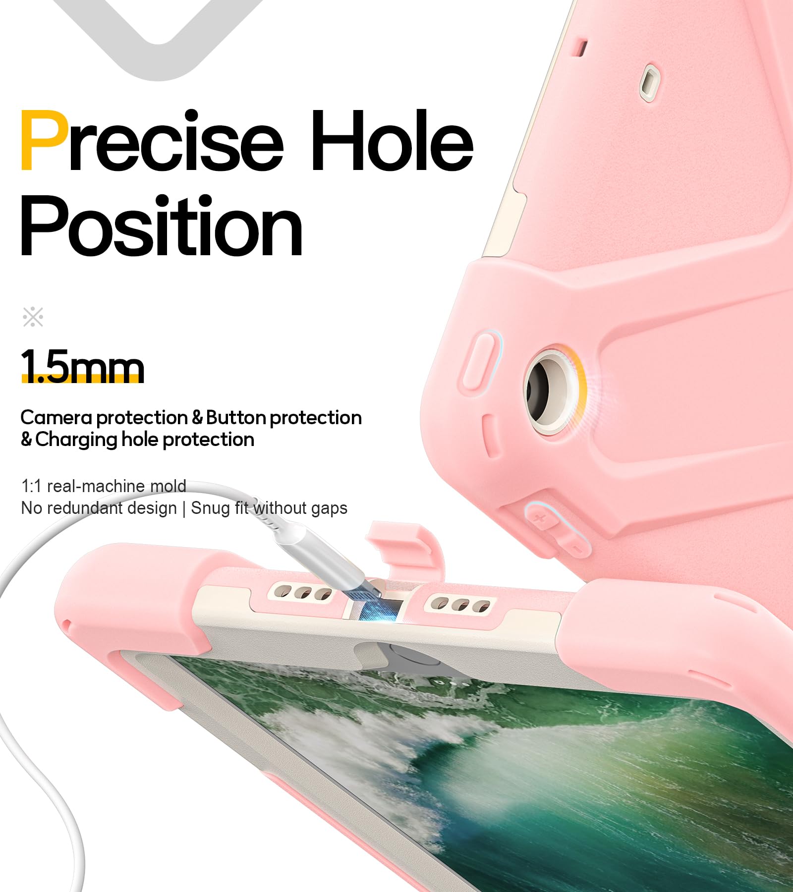 BRAECN - Custodia protettiva antiurto per iPad di 6a generazione, per bambini, con tracolla, per Apple iPad 6/5a generazione 2018/2017 A1893/A1954/A1822/A1823-Sakura, colore: Rosa