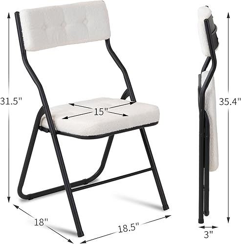 Miniatura 3 de HOMEFUN Juego de 4 sillas plegables acolchadas, sillas de comedor plegables con cojín, asiento adicional portátil y montado para invitados, cocina,