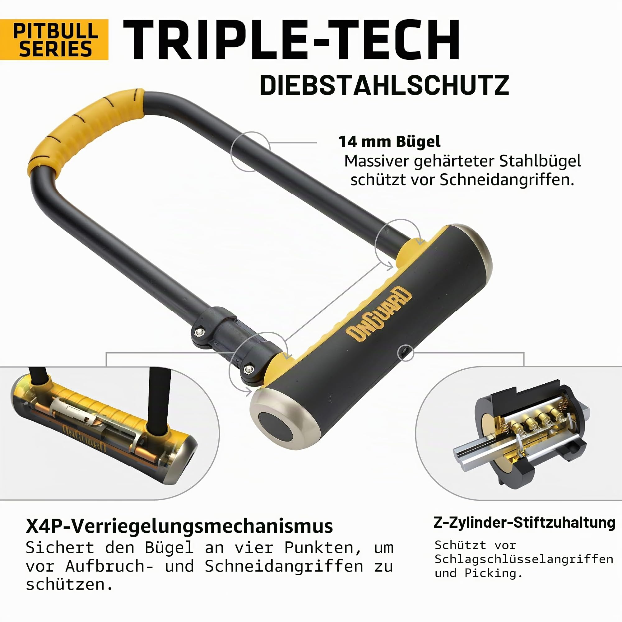 Onguard 8003 Bügelschloss, schwarz, 115 x 230 x 14 mm