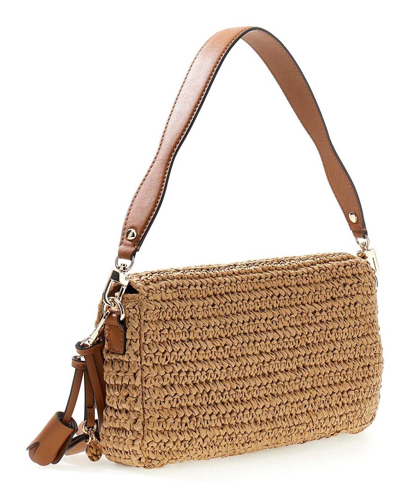 GUESS Schultertasche Umhängetasche Ofelia Flap Shoulder Bag Natural/Cognac hellbraun
