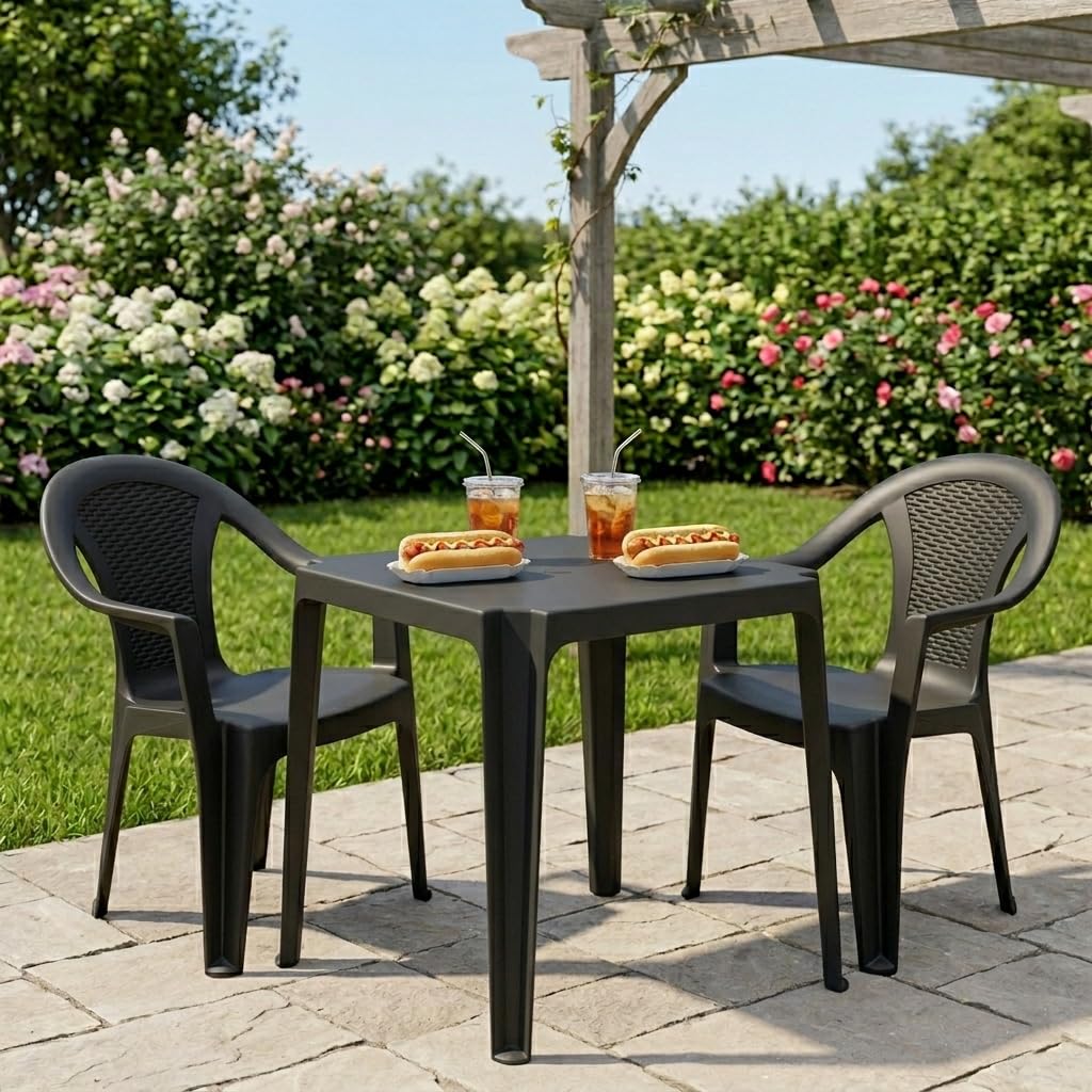 Chaise de jardin empilable, plastique effet rotin - Chaise empilable en plastique - 2 couleurs au choix 1 Stück - anthrazit