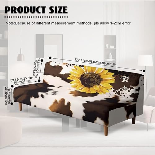 Miniatura 7 de Fundas para sofá cama con estampado de vaca marrón girasol con bandas elásticas para el hogar, sala de estar, fácil de instalar, antideslizante,