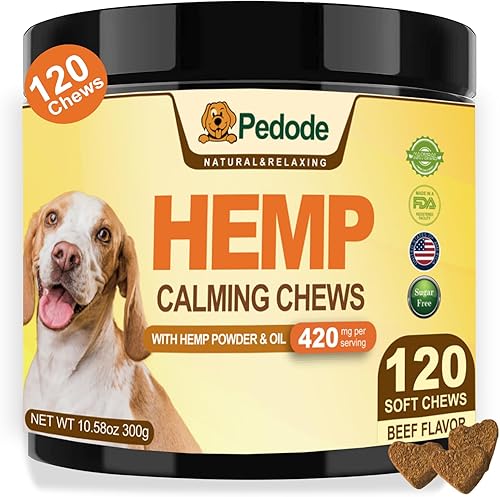 Pedode Los masticables calmantes de cáñamo para perros ayudan con el alivio de la ansiedad del perro, el estrés, la separación, los ladridos, las