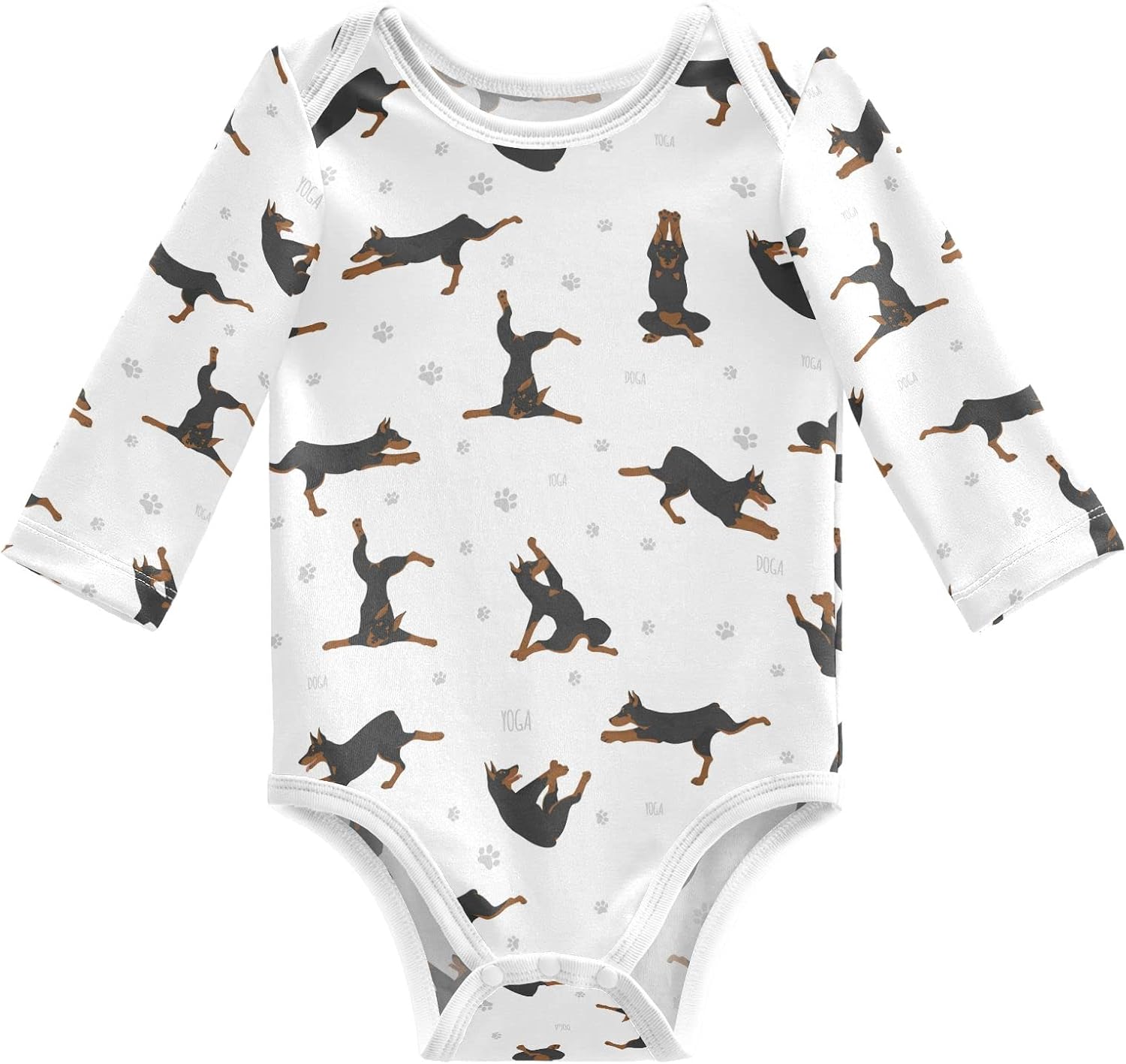 vvfelixl Baby Bodysuits Black Pug White Long Sleeve Cotton Baby Clothes For Boys Girls 0-24 Months