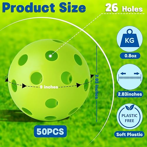Vista 67 de Coopay Paquete de 12/50/100 pelotas de práctica de béisbol, bolas de entrenamiento de plástico, bolas de sóftbol huecas ligeras con una bolsa