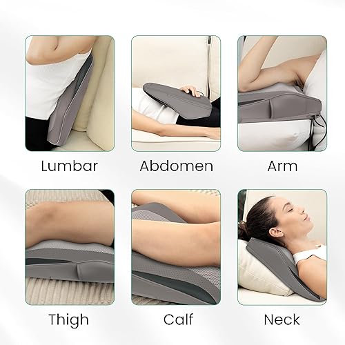 Miniatura 5 de Snailax Masajeador de espalda para dolor de espalda, tejido profundo, masajeador Shiatsu con calor, almohada de masaje de amasamiento 3D para