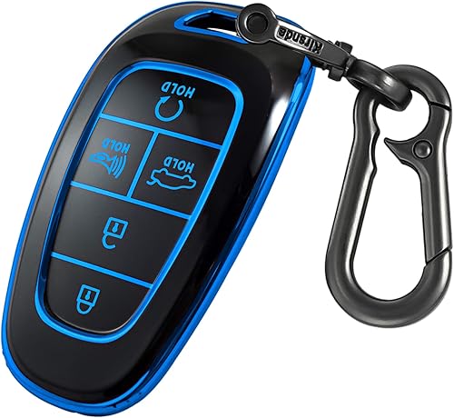 Kirsnda Funda para llavero Hyundai con llavero, protección de TPU suave, 5 botones para llave de automóvil Sonata Tucson 2019 2020 2021 2022 (azul)