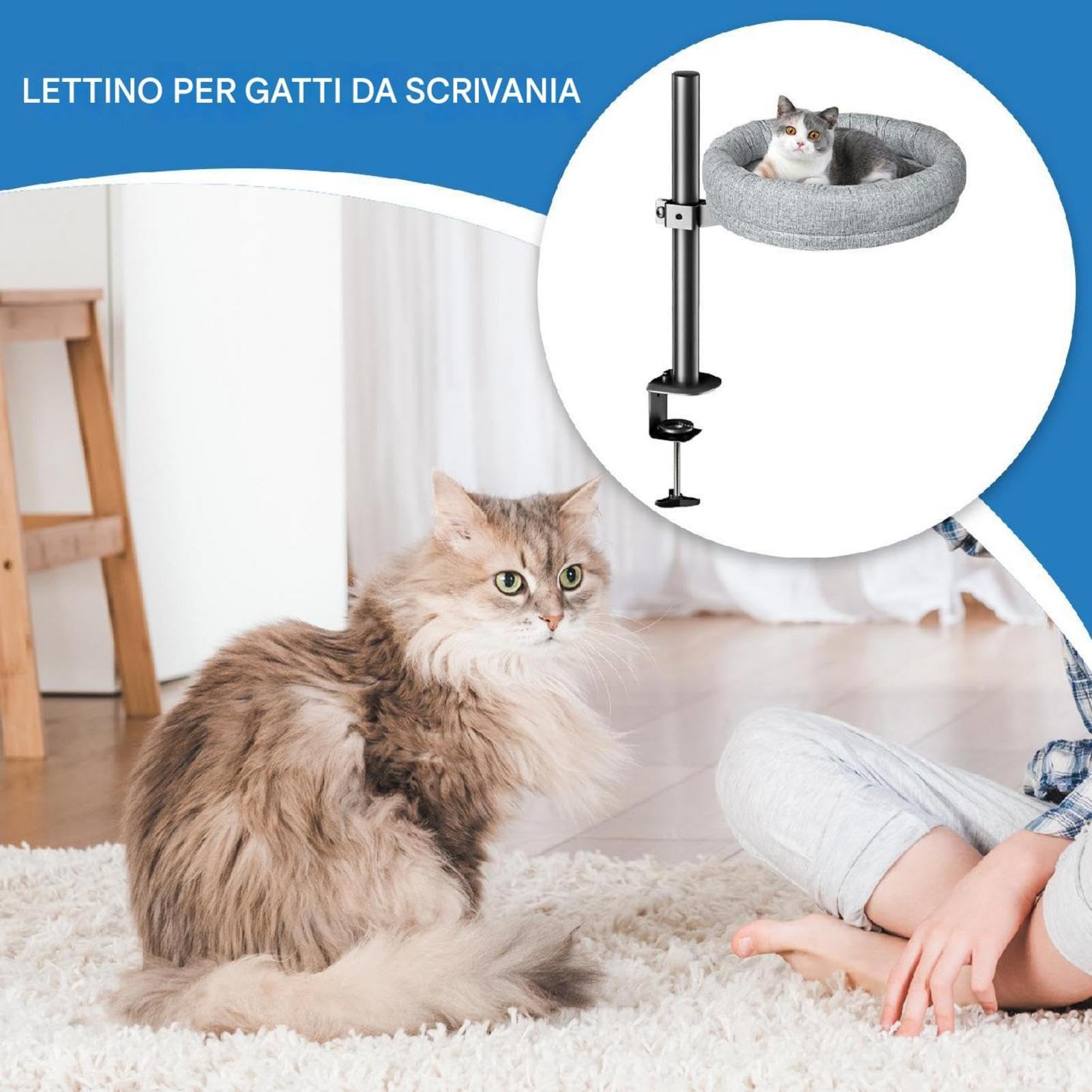 per scrivania per lettino per gatti, Letto per gatti per scrivania,Letto con mensola per gatti regolabile per gatti da interni | Casetta per gattini da scrivania dal design salvaspazio