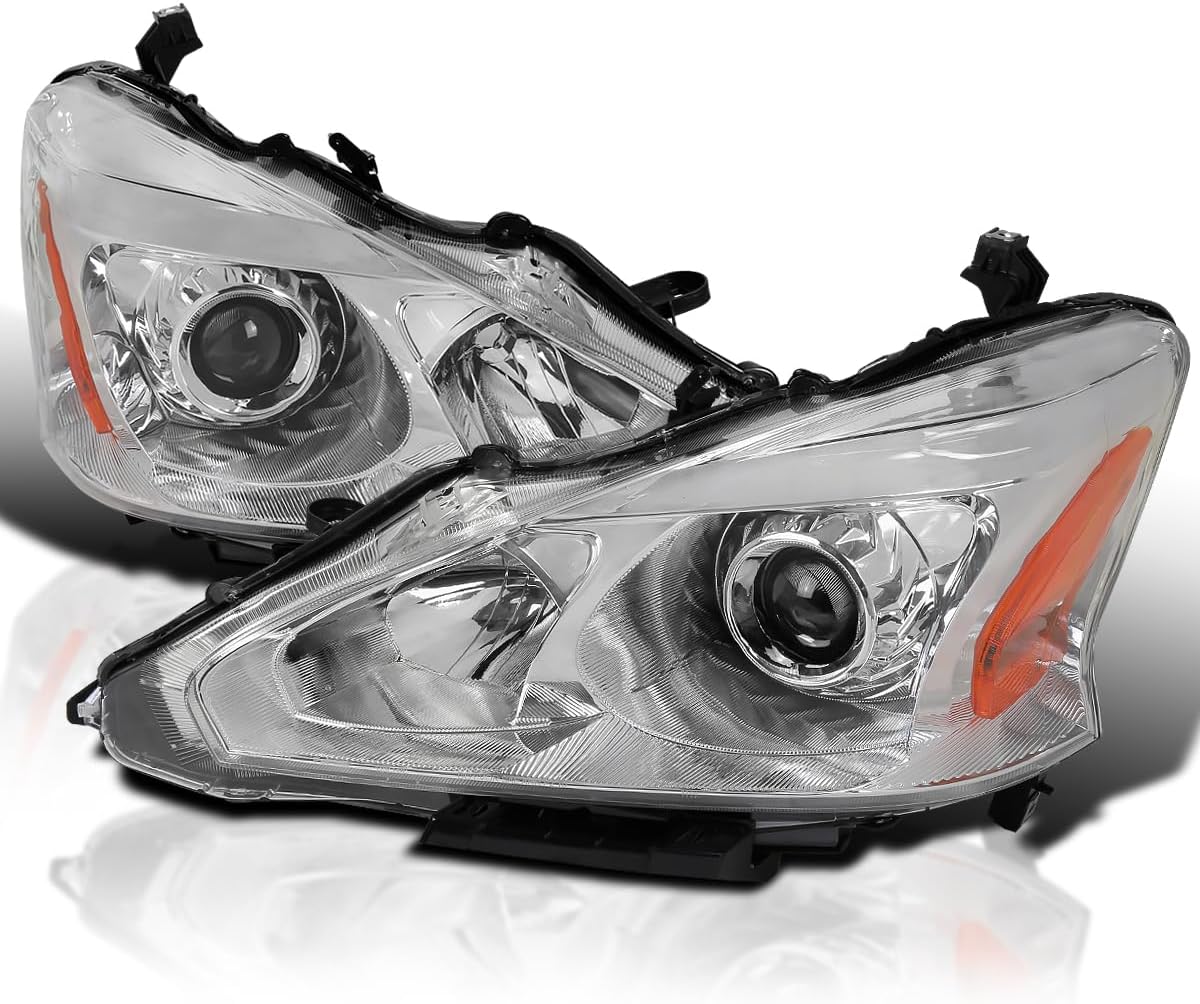 AmeriLite For 2013-2015 Altima 4Dr Sedan Projector Chrome Housing Halogen Replacement Headlights Assembly Pair - Driver And Passenger Side In | Whizz Headlight Assemblies - Foto 10