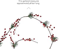 Vista 6 de Ornativity Guirnalda de pino y bayas – Agujas de pino y bayas rústicas decoración navideña árbol de Navidad, guirnalda natural – 6 pies