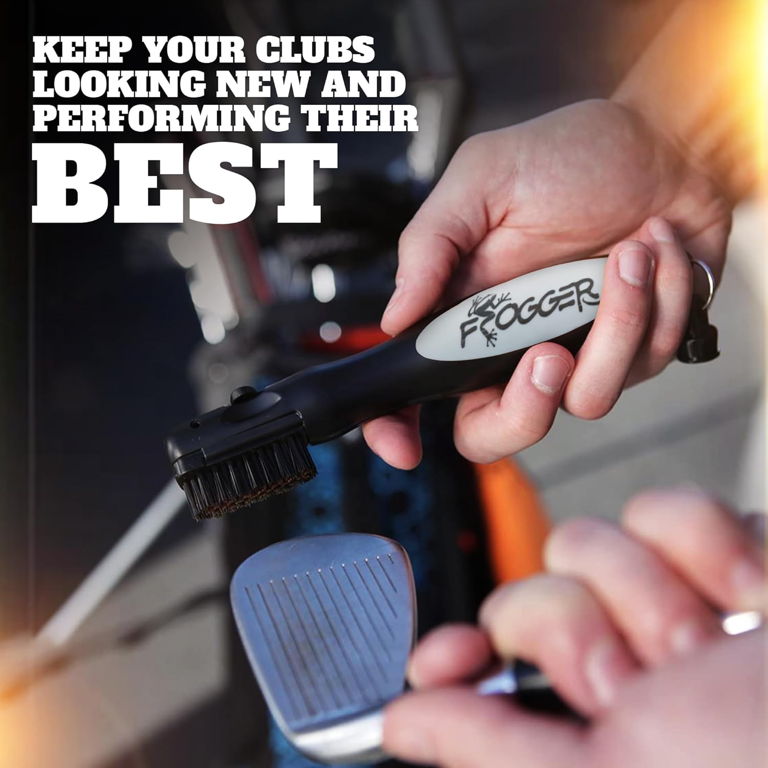 Frogger BrushPro Latch-It Golf Club Cleaner, Ergonomic Grip and Latch-it Magnet - Professional Golf Club Brush and Groove Cleaner for Golfers - Image 6