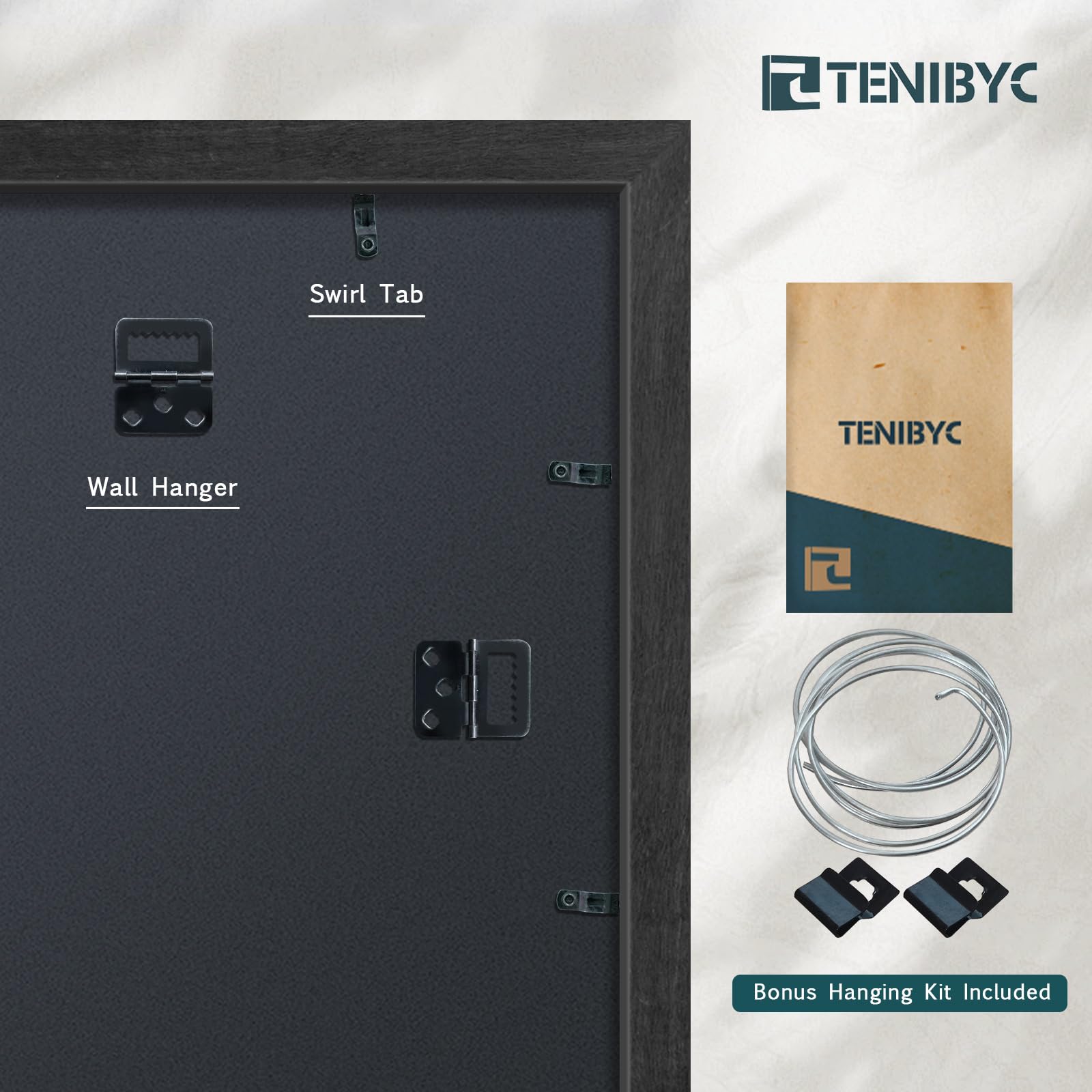 TENIBYC 4-Pack 11x17 Picture Frames - Black Solid Wood With Tempered Glass, Wall Or Tabletop