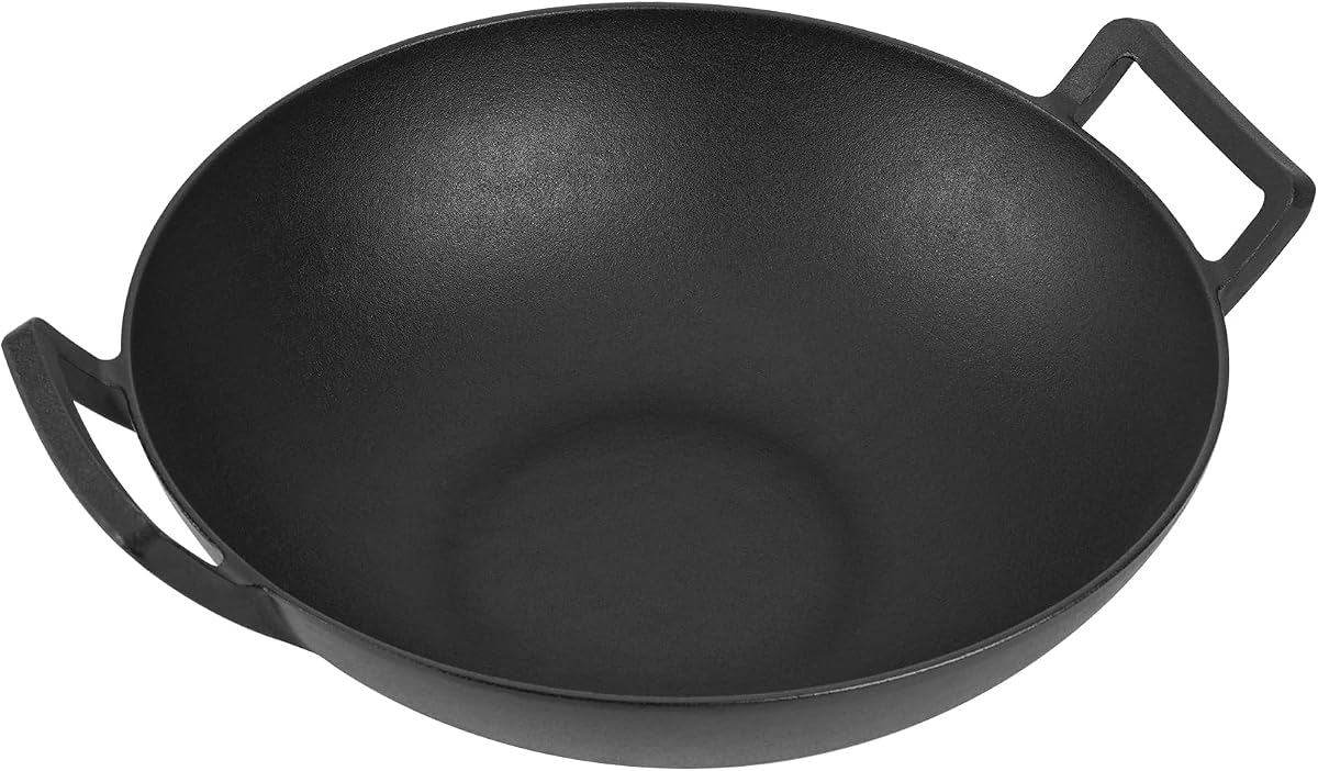 onlyfire Wok de hierro fundido para sistema de barbacoa Weber Gourmet | Sartén Universal Antiadherente Para Saltear, Para Múltiples Placas De Cocción, Incluida Inducción, Estufa De Gas, Horno, Fogata