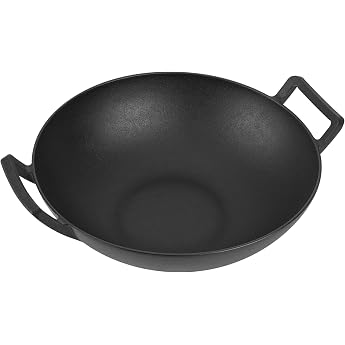 onlyfire Wok Gusseisen  36cm Wokpfanne mit Griff Gusseisenpfanne f r Weber Gourmet BBQ System Passend f r Weber Spirit II & Genesis II GS4 System BBQ Grillpfanne