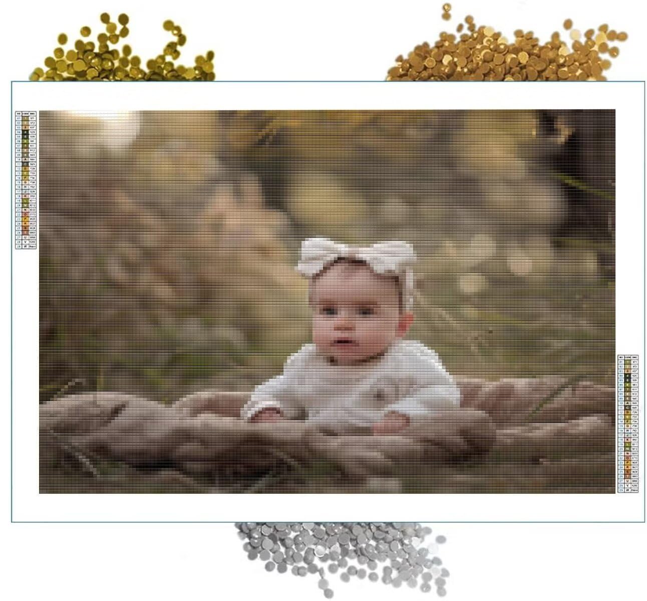 Diamond Painting Personalizzato, Pittura Diamante Personalizzata con Foto 5D Diamante Foto Kit Completo Pittura Rotondo/Quadrato Diamanti DIY Regalo per la famiglia, Amico Home Wall Decor 80x110cm R68