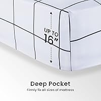 Vista 4 de SLEEP ZONE Juego de sábanas de 3 piezas con estampado a cuadros para niños, sábanas de microfibra de doble cepillado súper suaves y transpirables