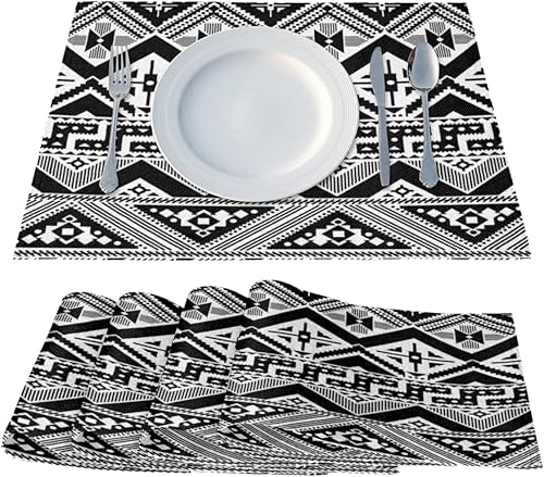 Miniatura 2 de Aztec Art Texture Placemats Set of 4 Table Mats Washable Placemat Waterproof Place Mats for Party Home Dining Table Decor 18x12 in