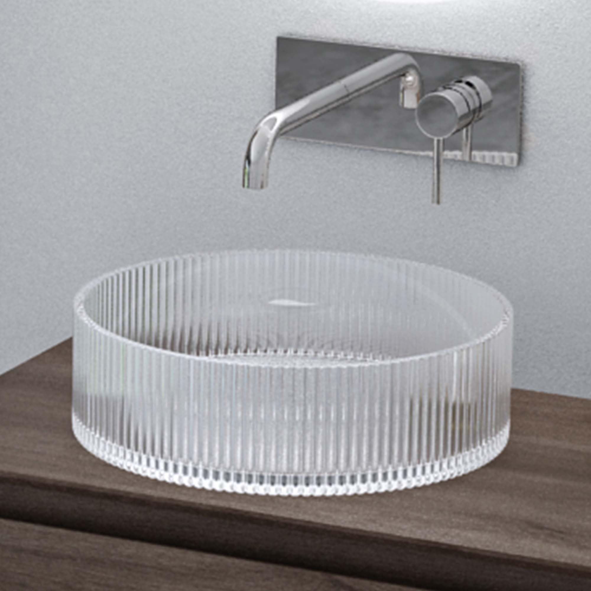 doporro Vasque à Poser Lavabo en Verre Petit Lave Mains Rond 40x40x12cm | Verre, pour Salle de Bain et WC, Minerva01