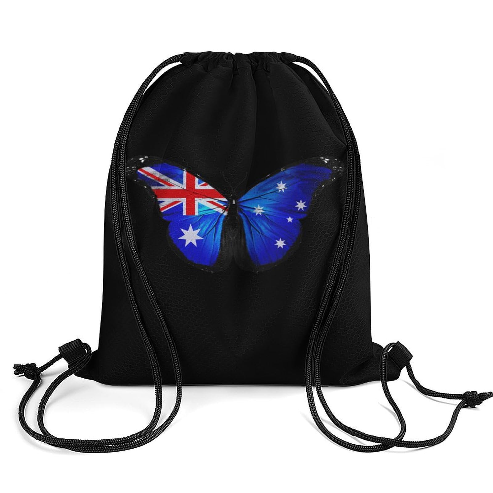 Australian Flag Butterfly Drawstring Backpack Durable Sport Gym Bags Daypack for Men Women 35 * 42cm