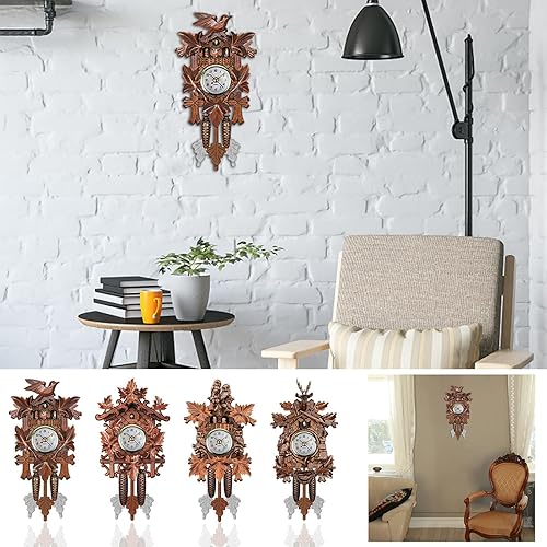 Miniatura 4 de OLOPE Gollum - Reloj de pared, reloj despertador de campanilla, reloj de madera vintage para sala de estar, reloj de pared de madera, reloj de pared