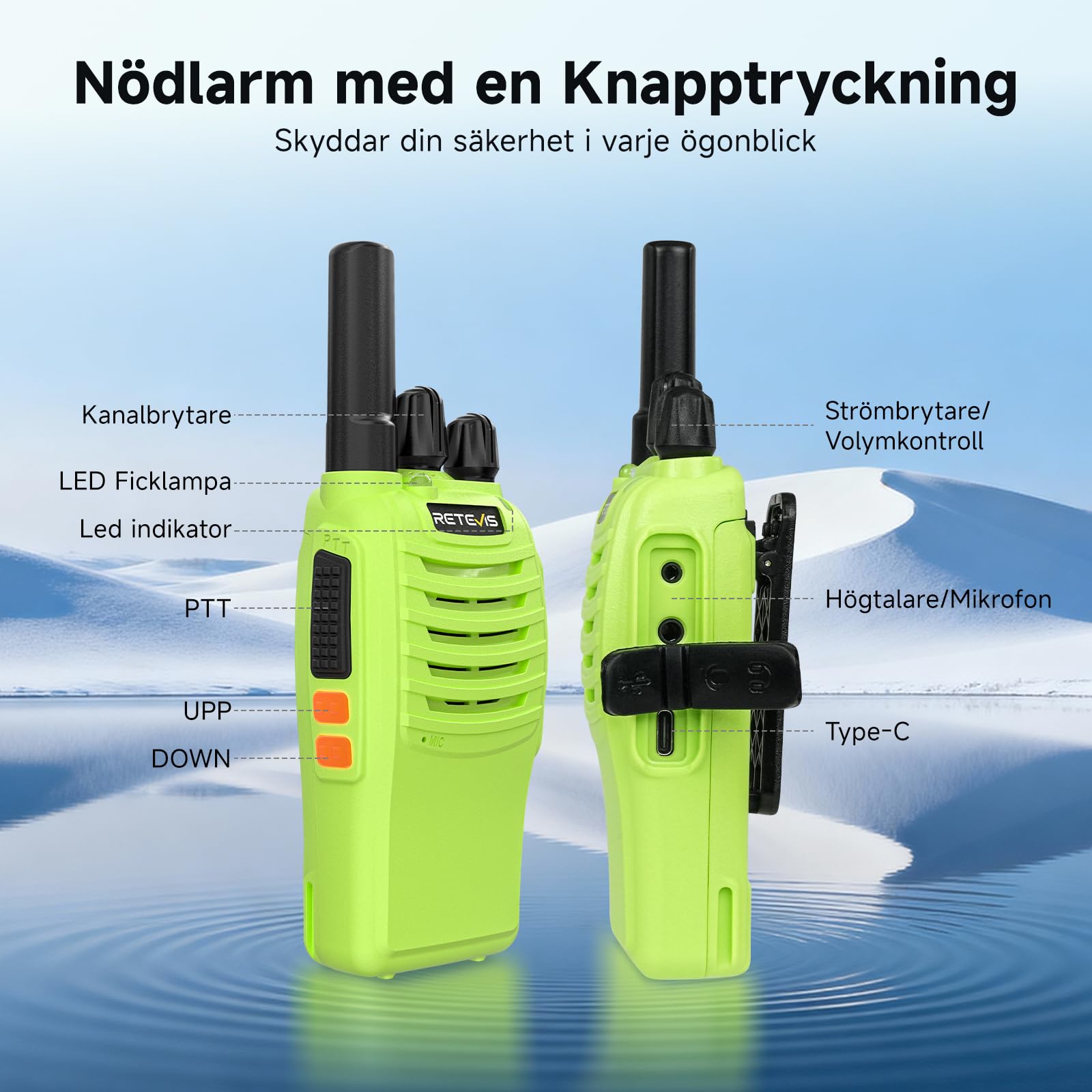 Retevis H777 Walkie Talkie Largo Alcance, Walkie Talkie Adultos sin Licencia, Fácil de Usar, Portátil, VOX, Tipo C Cargado, Emergencia, Radio al Exterior Acampar, Aventuras (Paquete de 3)