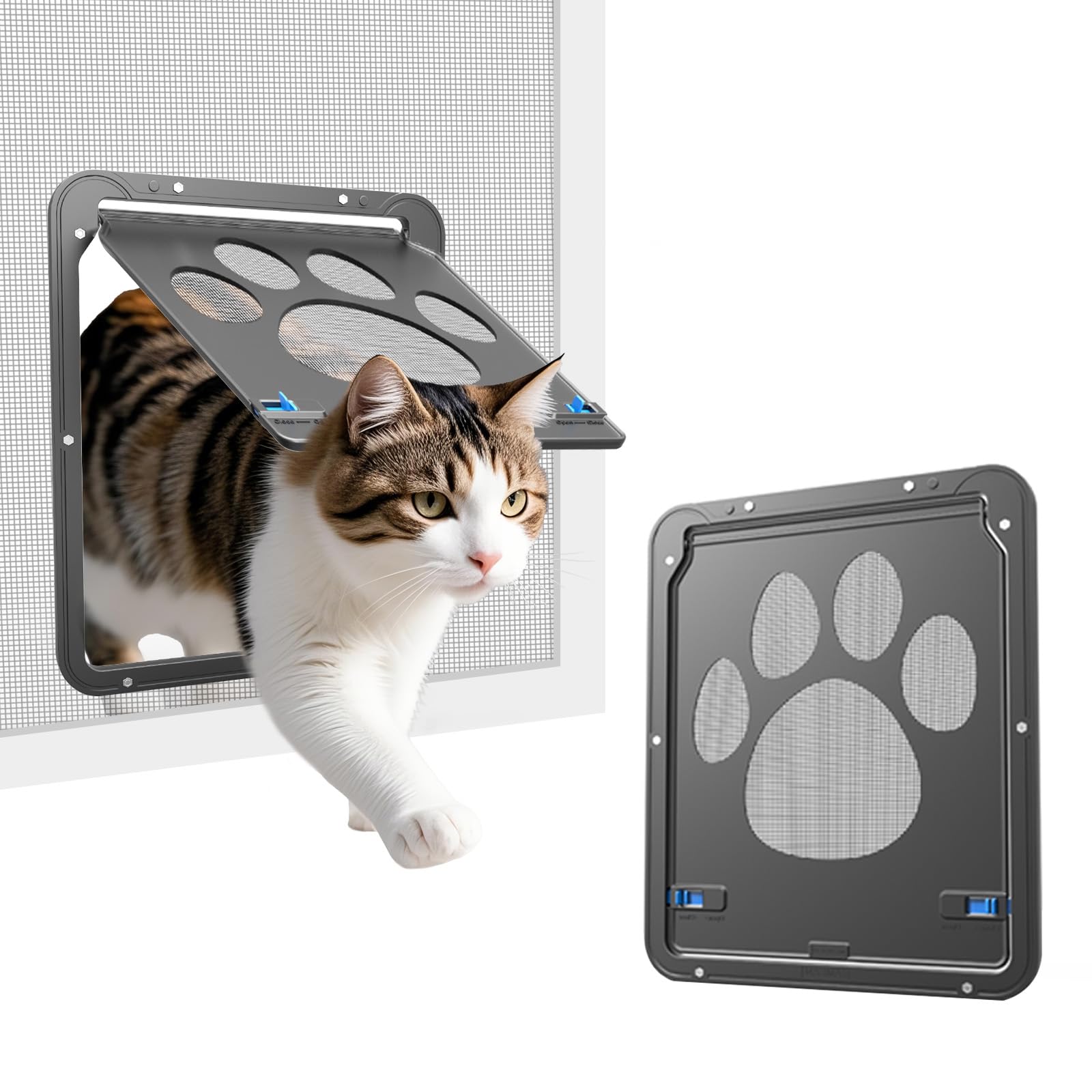 Clapet pour Porte moustiquaire - Moustiquaire pour Chat - avec Fermeture magnétique - Installation Facile - pour Chat et Chien (29 cm x 24 cm)