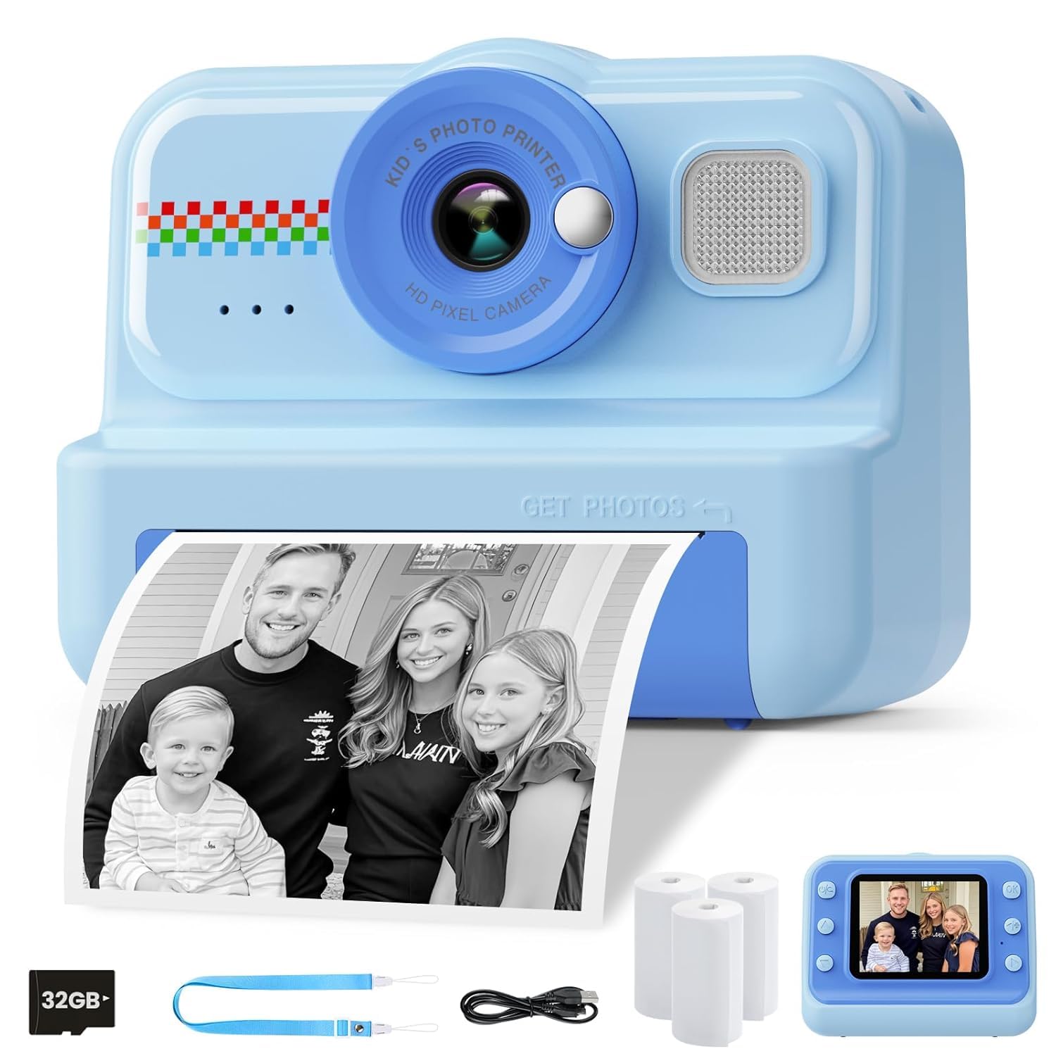 Kids Camera Instant Print, 1080P HD Instant Print Camera for Kids with 3 Rolls Print Paper & 32GB Card, Selfie Digital Camera for Kid, Ideal Kid Toys Gifts for Boys & Girls Age 3-14 (CAM39)-image-32