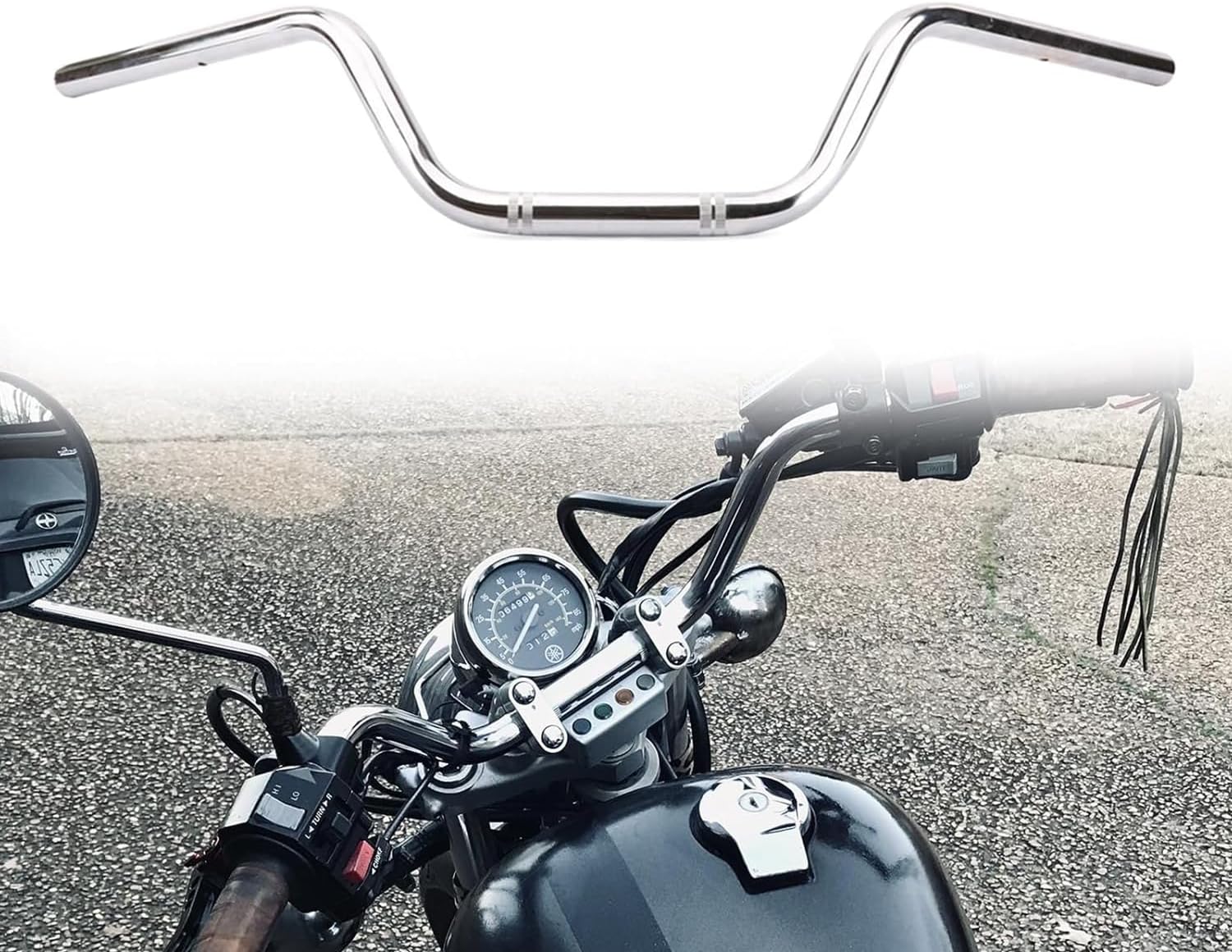 AnXin Motorcycle 7/8 Drag Handlebars High-Rise Tracker Handle Bars Universal For Sportster XL 883 1200 Cruiser Bobber Custom Chopper Softail Dyna Tour Glide Road CG125 Chrome