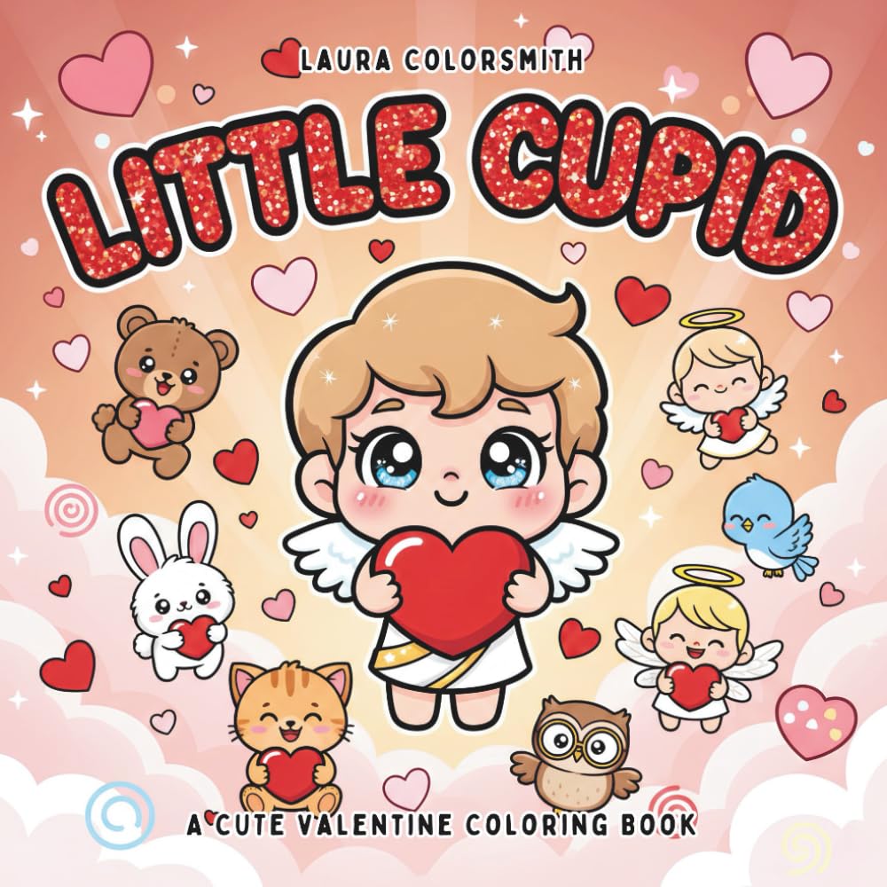 Little Cupid - A Cute Valentine Coloring Book: Bold & Easy Valentine Coloring Pages with Cute Cupids, Sweet Hearts, and Adorable Love Scenes for All Ages (Coloring book for Valentine)