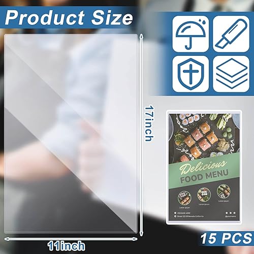 Miniatura 10 de Henoyso 25 fundas protectoras de póster de 11 x 17 pulgadas, protectores de plástico transparente rígido, lámina protectora de marco de cristal