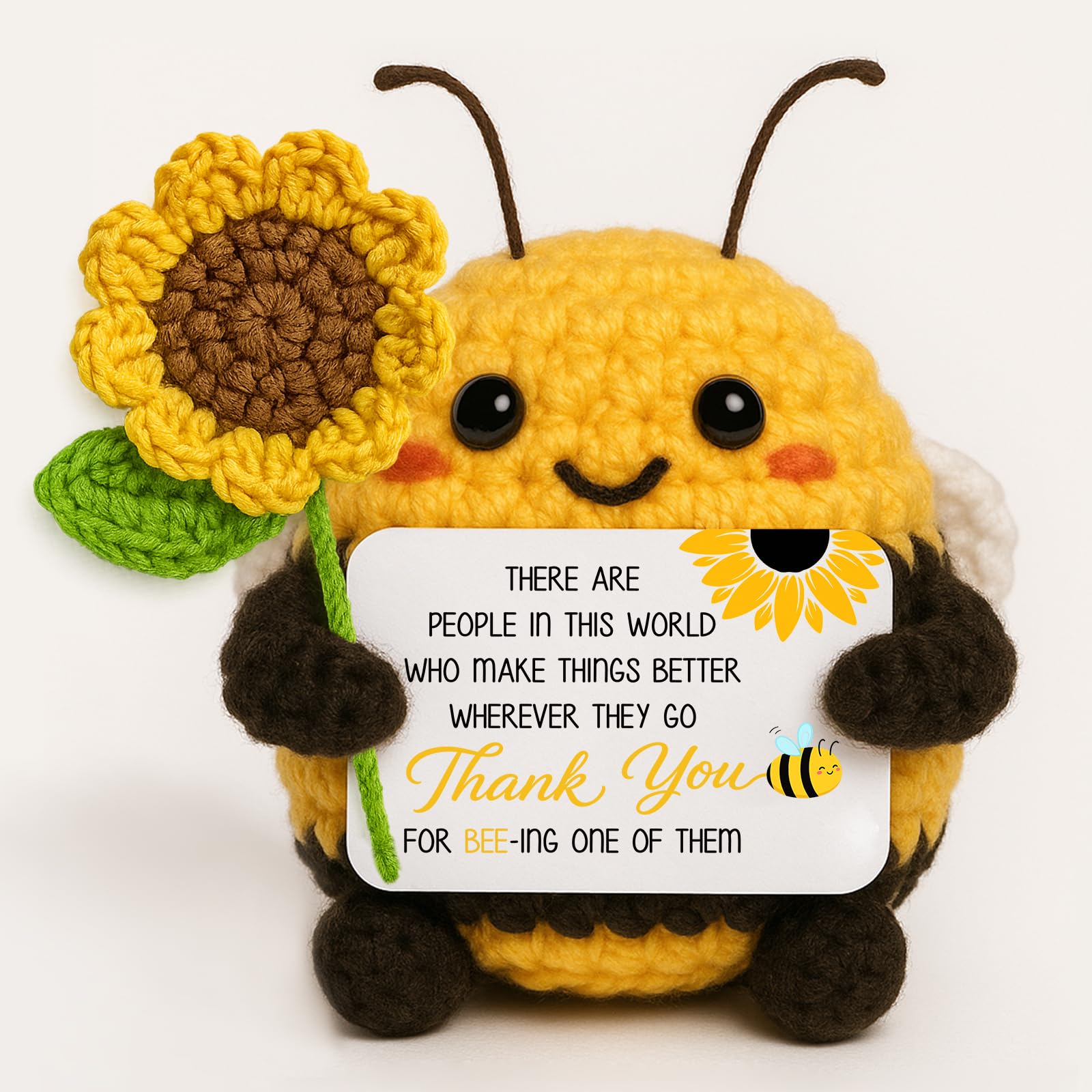Farbeele Thank You Gifts for Teacher Women Men, Teacher Gifts, Positive Handmade Crochet Bee with Flower, Emotional Support, End of The Year, Graduation Present for Friends, Colleagues, Family — image 1