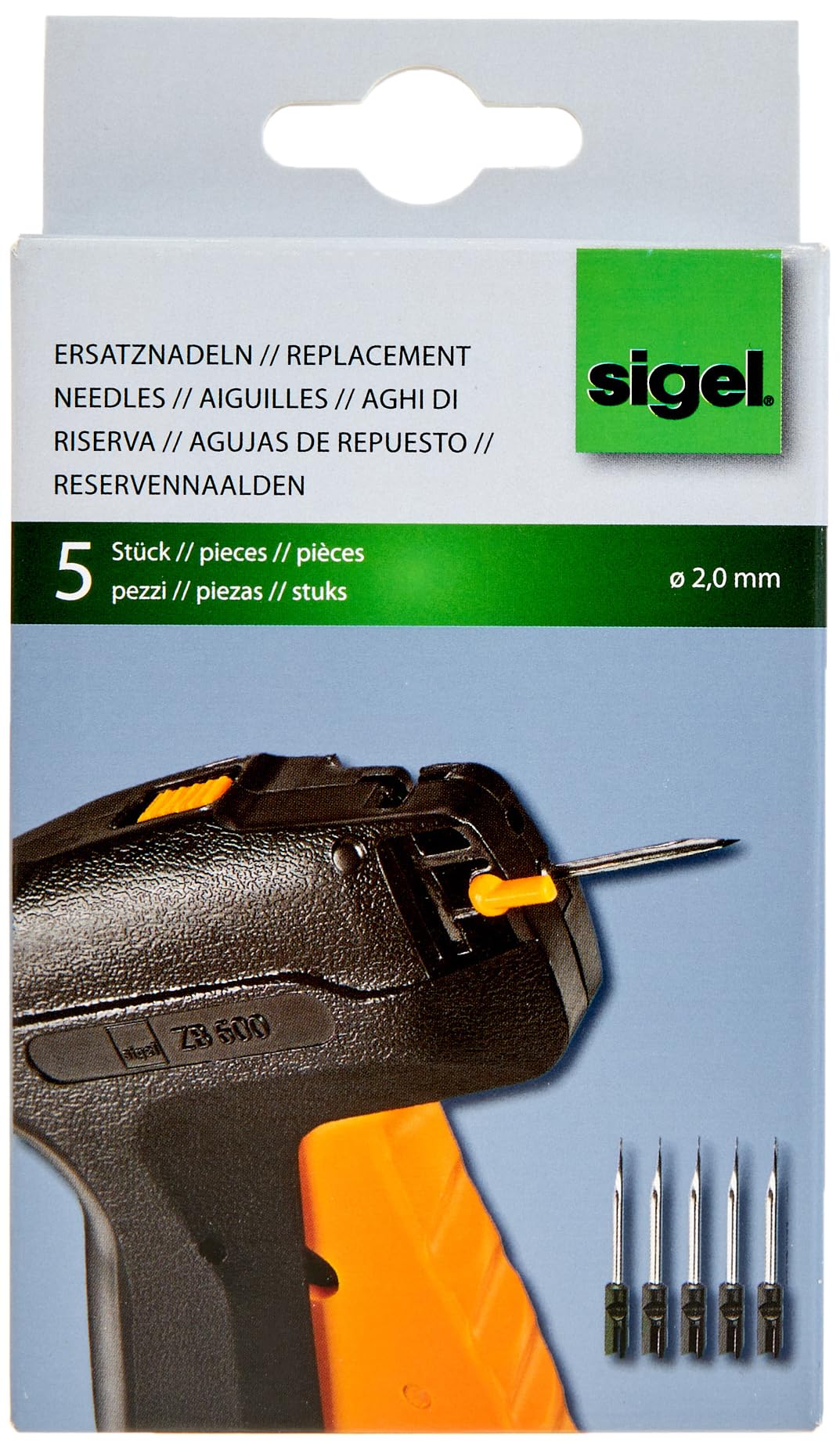 SIGEL ZB360 Igły zapasowe do pistoletu ZB600, stal, 5 sztuk