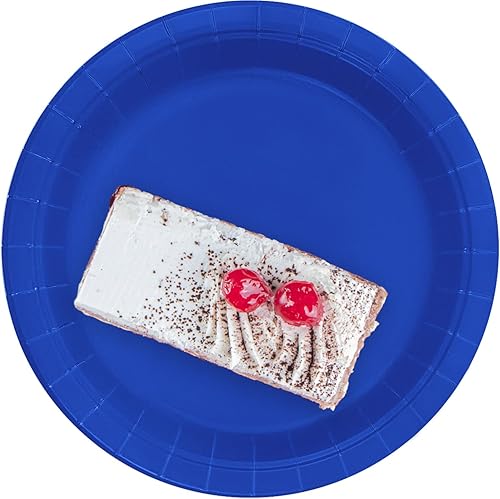 CUSINIUM Paquete de 50 platos de papel de 7 pulgadas, color azul rey, perfectos para fiestas y postres
