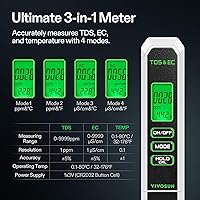 Vista 3 de VIVOSUN Kits de medidor digital de pH y TDS, 0.01 pH de alta precisión tipo bolígrafo, medidor de pH con ± 2 % de precisión de lectura, 3 en 1