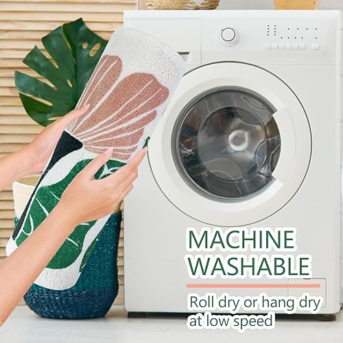 Miniatura 5 de SHIYUE Bonita alfombra de baño con diseño de flores para alfombras de baño, microfibra ultra suave y esponjosa, absorción de agua, tapete
