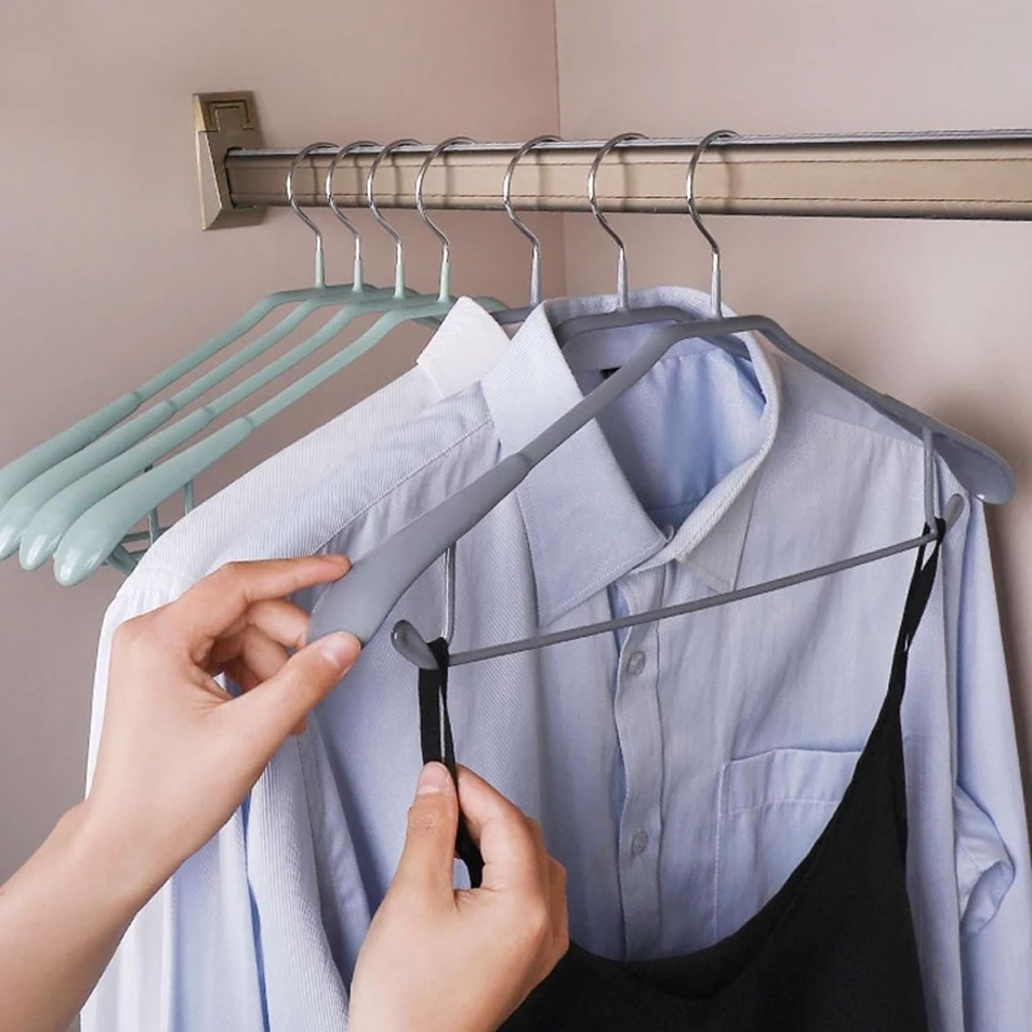 10 Uds. Percha Gruesa para Abrigos con Hombros Anchos, Antideslizante, Almacenamiento para El Hogar, Percha para Guardarropa para Sudadera(Grün)