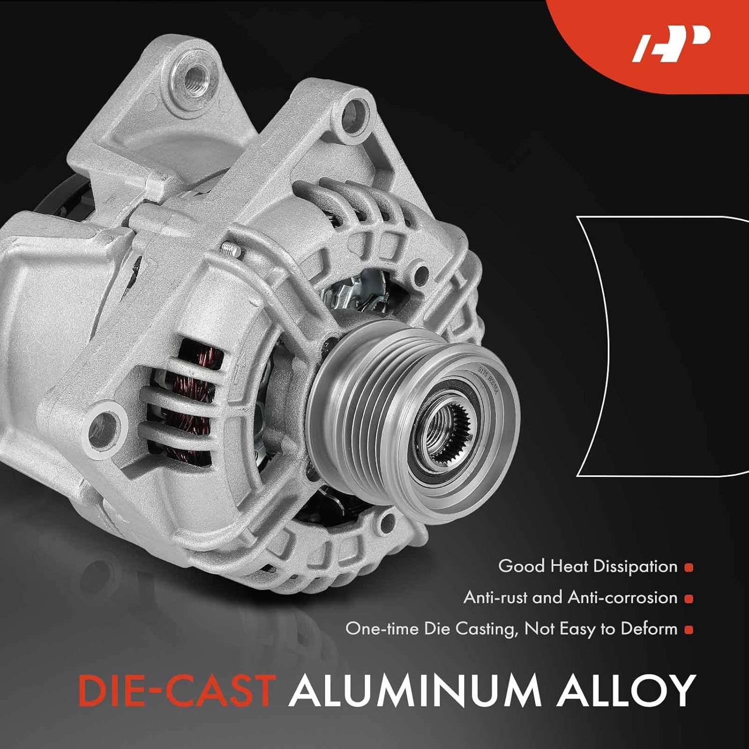 A-Premium Alternator Compatible with Saturn Astra 2009 1.8L, Automatic Transmission, 12V 120A 5-Groove Clutch Pulley Clockwise, Replace# 0124425060, 93188158
