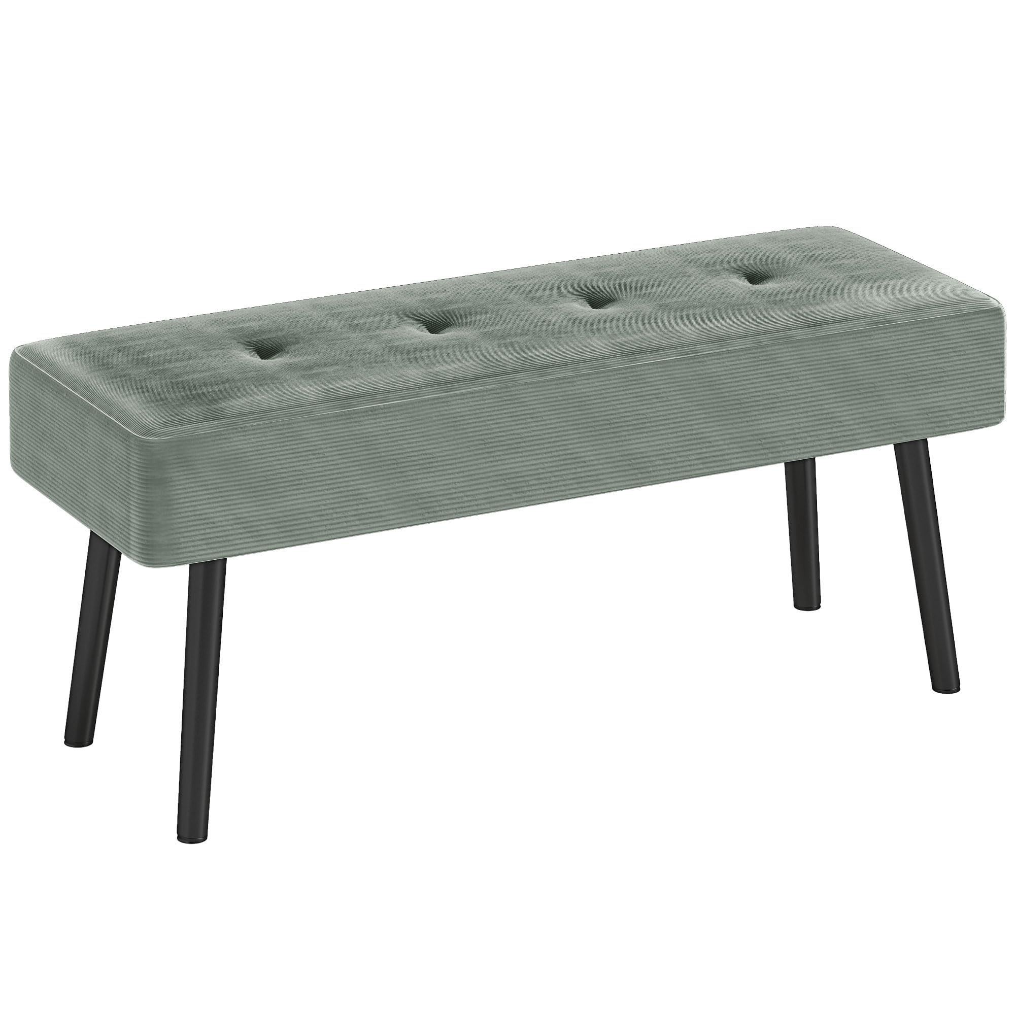Rackhams Cream/White/Green End Of Bed Bench With Thick Padding For Entryway,