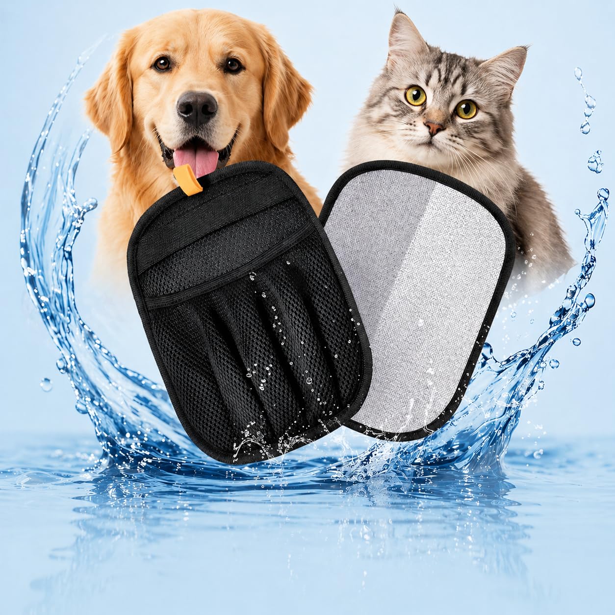Guante de depilación de mascotas para gatos y perros, guante de aseo electrostático de cinco dedos mejorado, removedor de pelo de mascotas reutilizable para sofá, alfombra, asientos de coche y