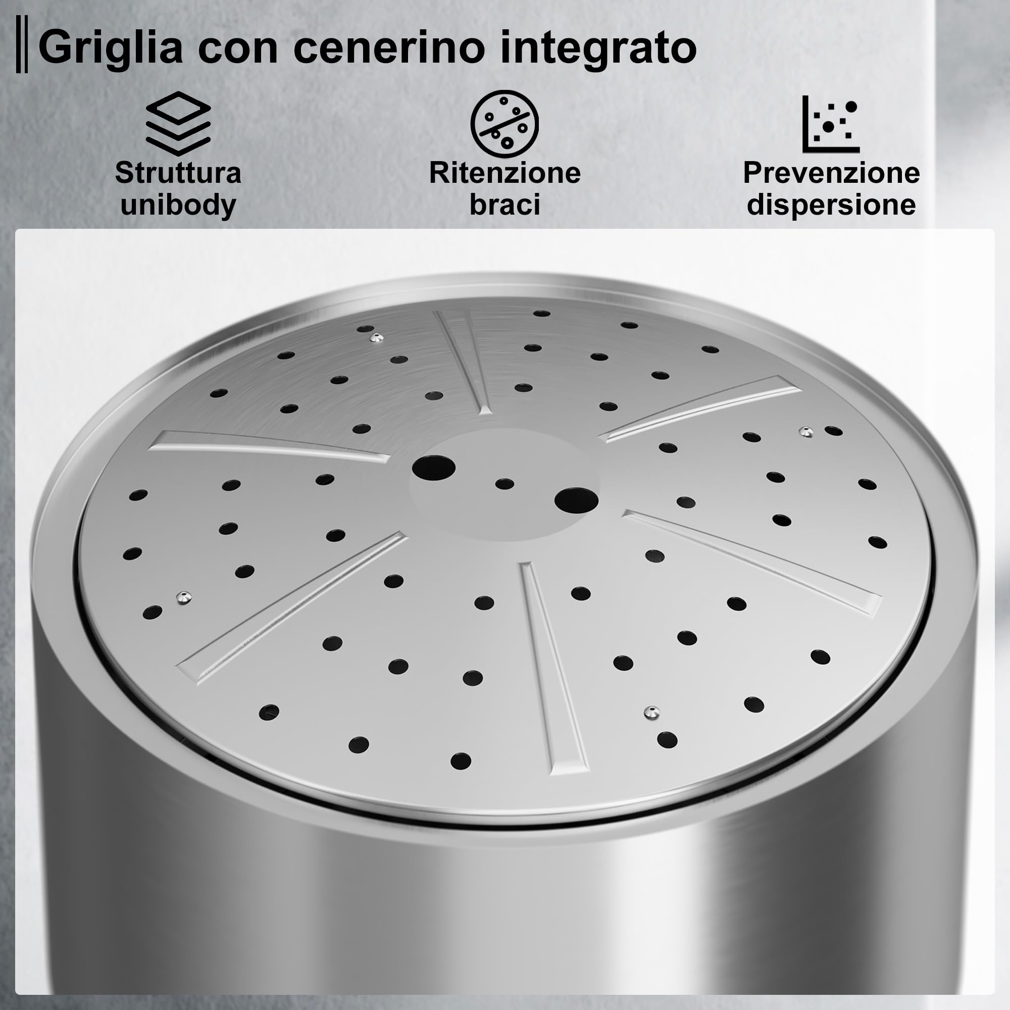 Braciere Senza Fumo 50 cm da Giardino, con Cassetto Cenere Rimovibile, Braciere da Esterno Falò Portatile, Acciaio Inossidabile, Adatto per il Cortile, Borsa Impermeabile & Fire Poker Incluso