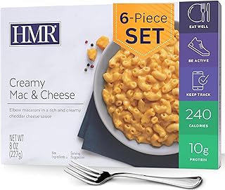 HMR Creamy Mac and Cheese Entrée | Pre-packaged Lunch or Dinner to Support Weight Loss | Ready to Eat | Vegetarian | 10g of Protein | Low Calorie Food | 8oz Serving per Meal | Pack of 6