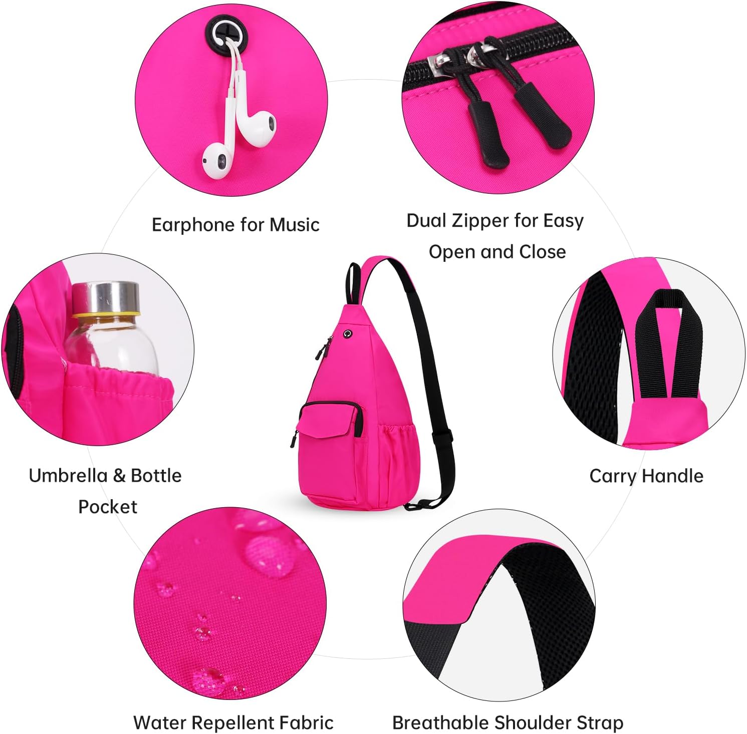 Convertible Sling Backpack Crossbody Chest Bag for Women Men Left and Right Shoulder Purse Water Repellent Gym Daypack