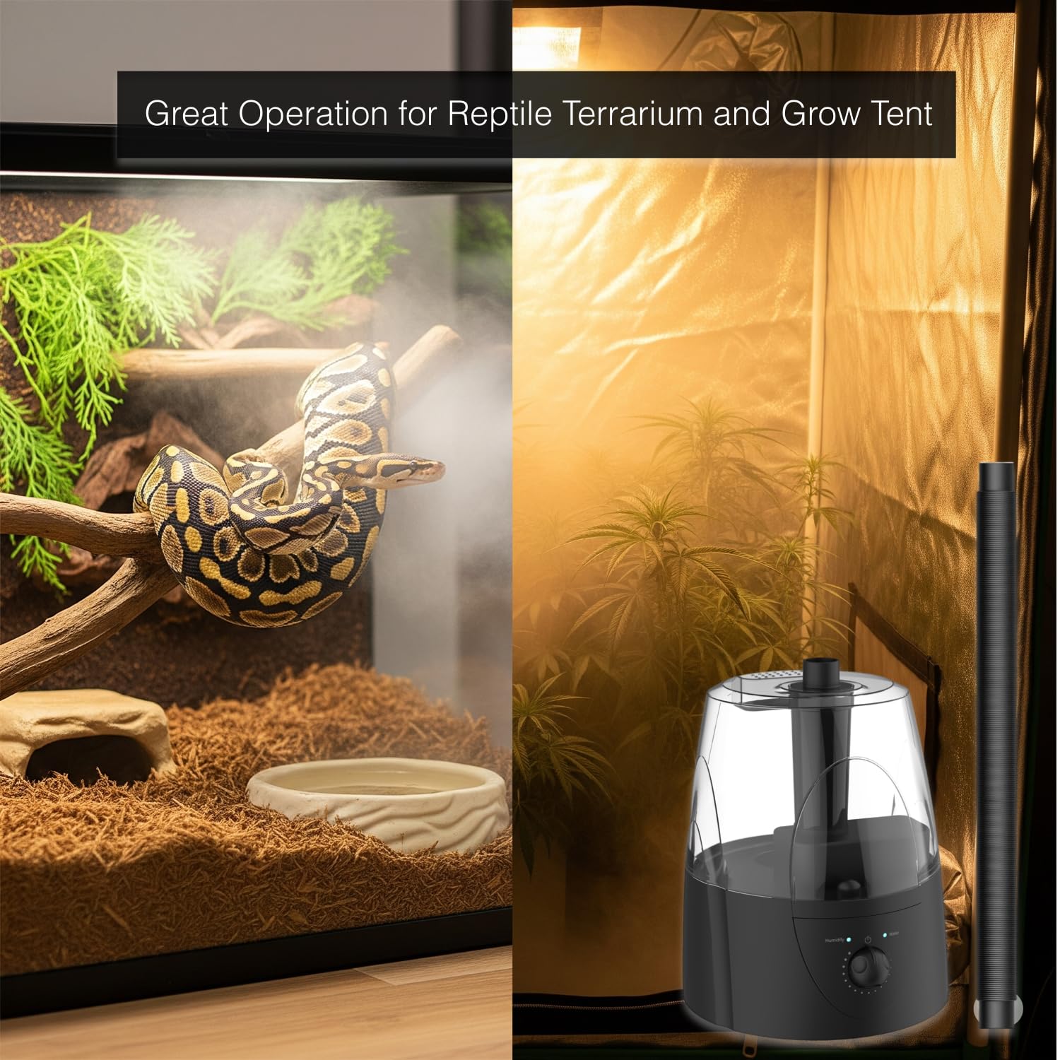 MRREPTILE Humidificadores nebulizadores para reptiles, humidificador de tienda de cultivo, sistema de nebulización para reptiles, humidificador nebulizador de terrario, 3.5 L de gran capacidad para