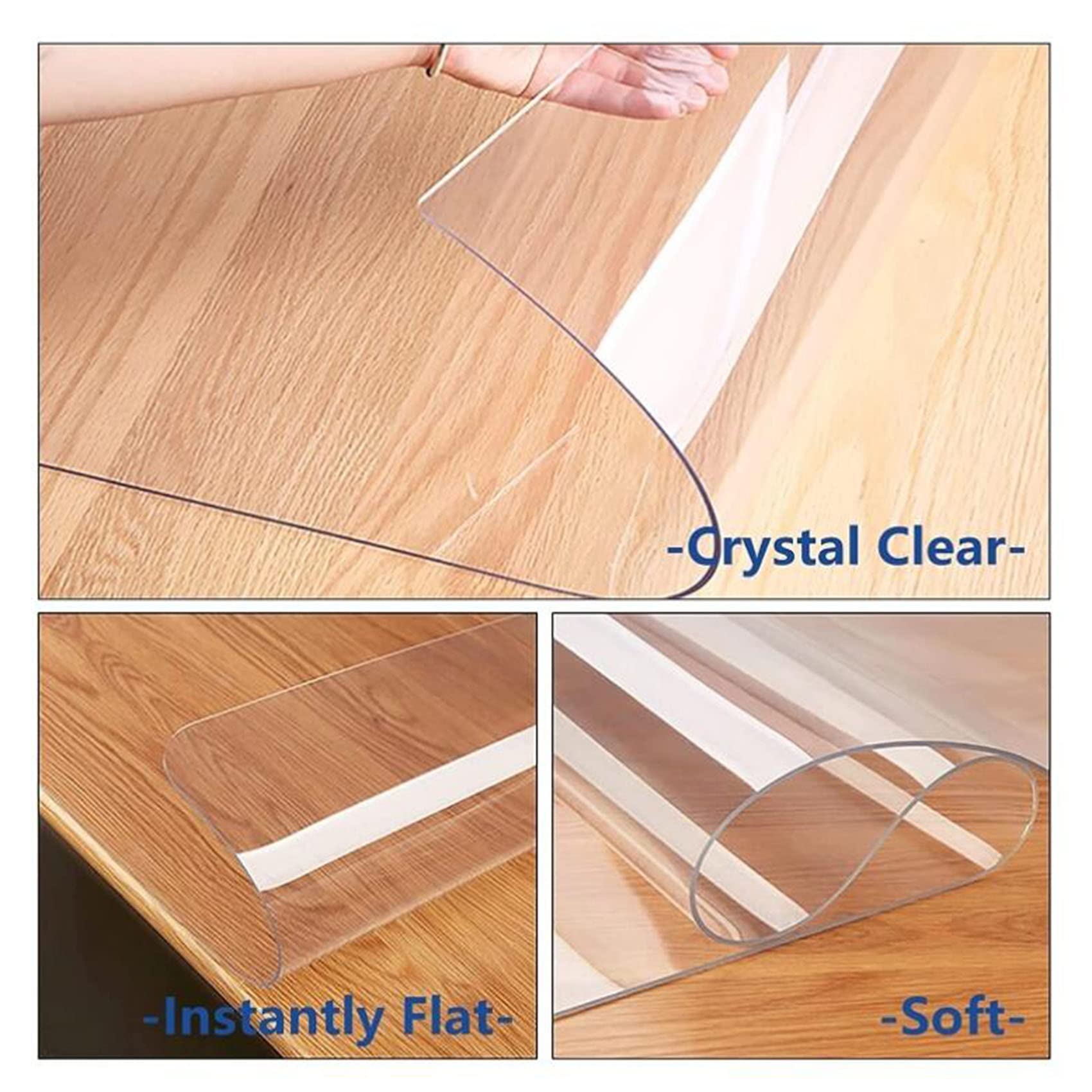 Bürostuhlunterlage Bodenschutzmatte | Bodenmatte Stuhlunterlage | Transparent Budget-Bodenschutzmatte für Hartböden,60/70/80 cm breit, 80-180cm Länge(60x60cm/23.62x23.62in)