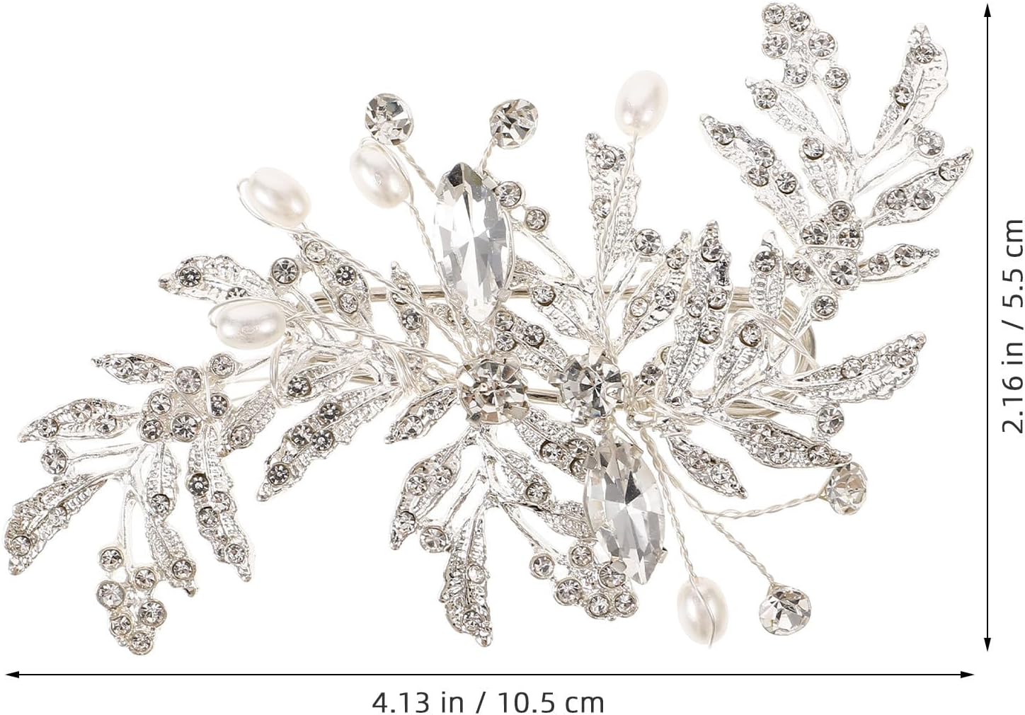 Leaf Rhinestone Brooch Pin for Clothes, Silver Zinc Alloy Decorative image 2